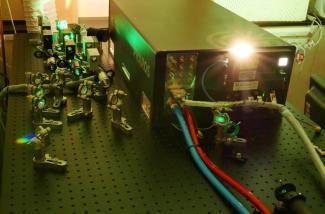 Optical bench setup of the femtosecond laser